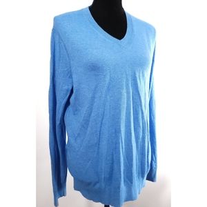 Banana Republic Light Blue Pull Over V-Neck 100% Cotton Sweater Sz Medium